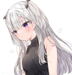 Mafuyu with Silver Hair and Purple Eyes