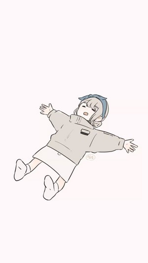 Anime girl lying down with arms and legs spread