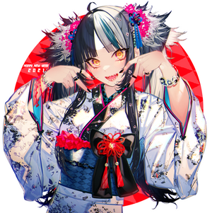 Anime Girl in Kimono with Cat Ears