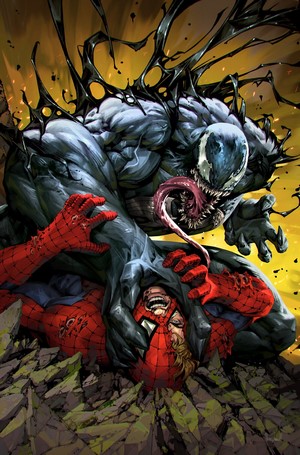 Venom fighting Spider-Man by Kael Ngu