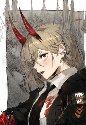 Power from Chainsaw Man with Blonde Hair and Horns