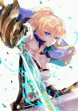 Jean from Genshin Impact with a sword