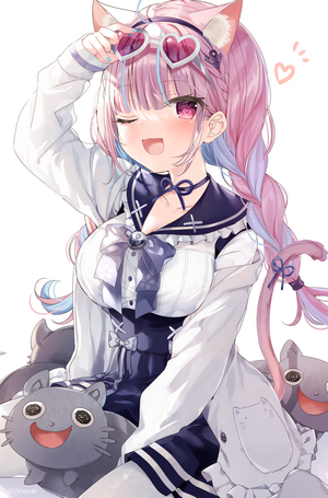Minato Aqua from Hololive with cat ears and tail