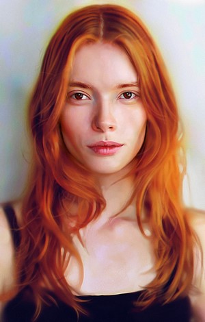 Digital painting of a redhead woman