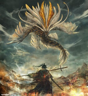 Amatsu from Monster Hunter and a warrior