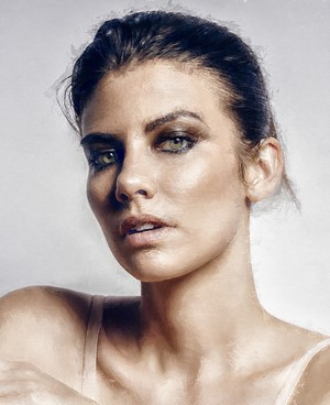 Digital painting portrait of actress Lauren Cohan