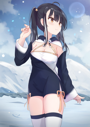Anime girl with twintails in a penguin outfit