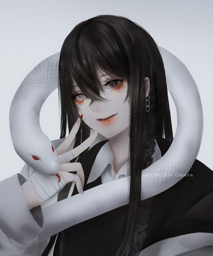 Anime girl with snake by Aoi Ogata