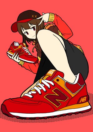 Megumin from KonoSuba with New Balance sneakers