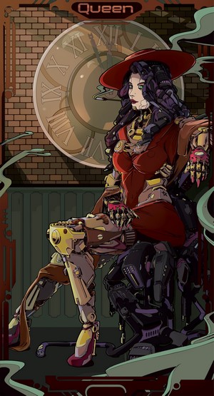 Queen Cyborg Woman with Mechanical Limbs