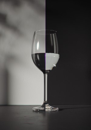 Glass of water on a monochrome background