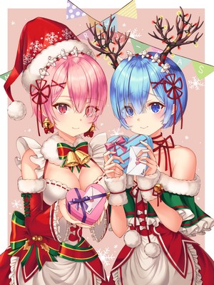 Ram and Rem from Re:Zero in Christmas Maid Outfits