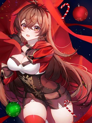 Amber from Genshin Impact in Christmas Outfit