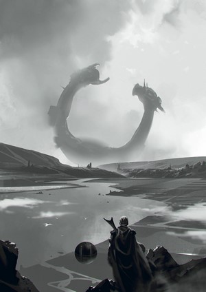 The Mandalorian and a ring-shaped spaceship