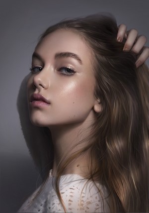 Digital Portrait of Brunette Woman with Makeup