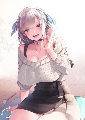 Shirogane Noel in Cozy Sweater and Skirt