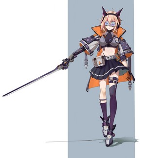 Anime girl with sword and cat ears