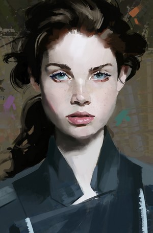 Digital painting of a woman with dark hair