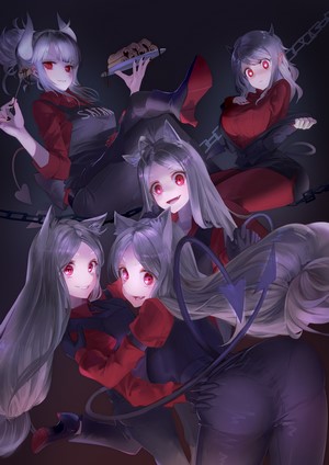 Cerberus, Modeus, and Lucifer from Helltaker