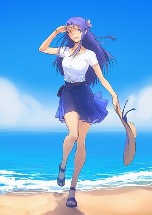 Caster from Fate/Stay Night on a Beach