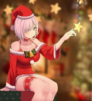 Girl in Santa Outfit Holding a Star