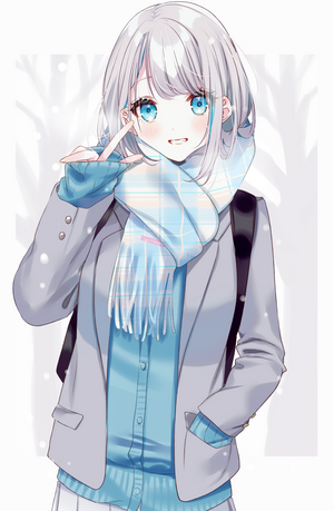 Misumi with Silver Hair and Blue Eyes