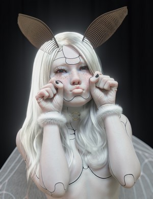 Fantasy girl with moth wings and antennae