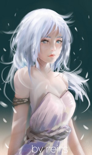 Artwork of a woman with white hair by reirs