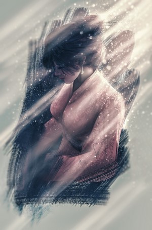 Painting of a woman with black hair