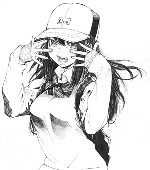 Anime girl with hat and school uniform