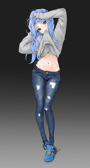 Chaesu Digital Art of Blue-Haired Anime Girl
