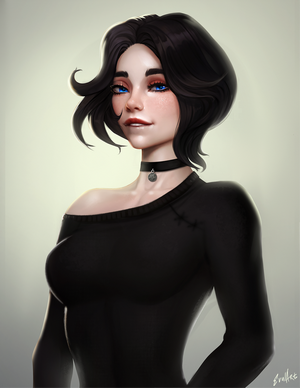 Evulart Woman with Blue Eyes and Choker
