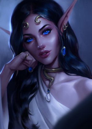 Portrait of Elf Woman with Blue Eyes by Natalie Stan