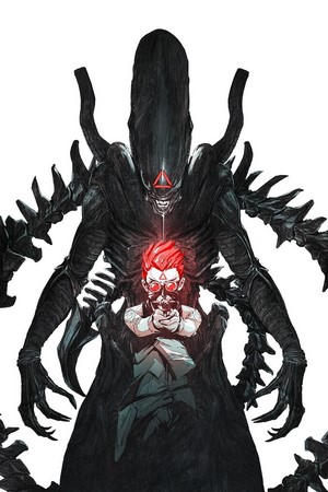 Xenomorph with a man holding a gun