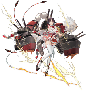 Azur Lane character with Japanese clothing and lightning effects