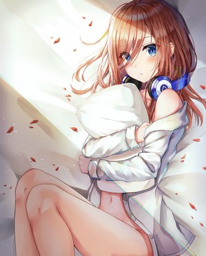 Miku Nakano from The Quintessential Quintuplets with Headphones