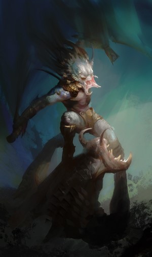 Alien creature fighting a large beast