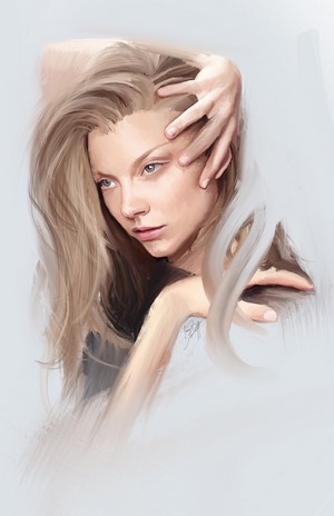 Digital painting of Natalie Dormer with blonde hair