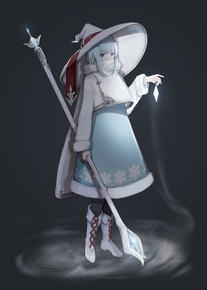 Anime girl with witch hat and staff
