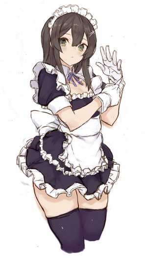Oyashio from Kantai Collection in a maid outfit