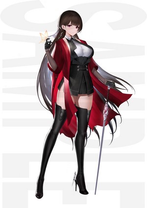 Anime girl with sword and red coat