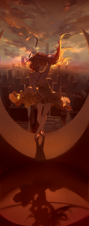 Asuka Langley Soryu from Neon Genesis Evangelion at sunset