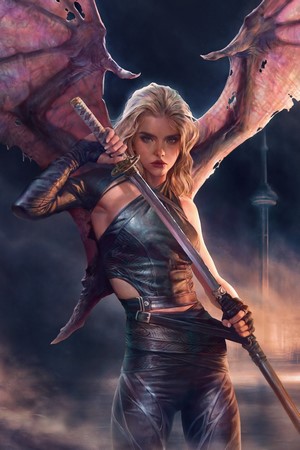Demon Girl with Katana by Christophe Young