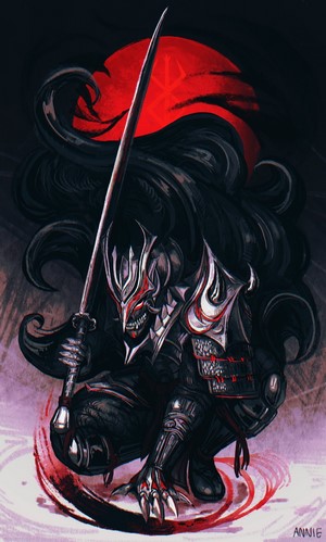 Samurai with Katana and Berserk Armor