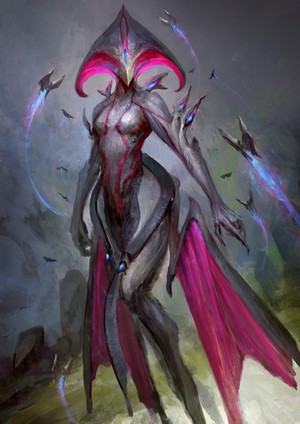 Fantasy art of a female alien warrior