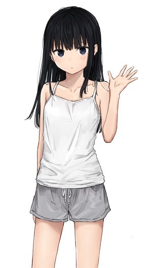 Zuima Anime Girl in Casual Tank Top and Shorts