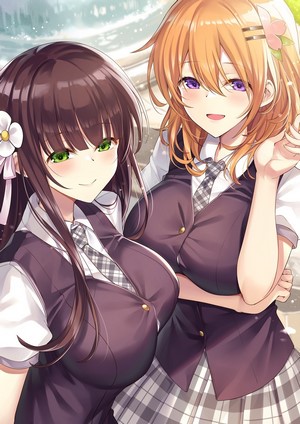 Two anime girls in school uniforms