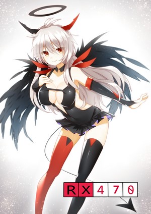 Anime girl with horns, wings, and tail