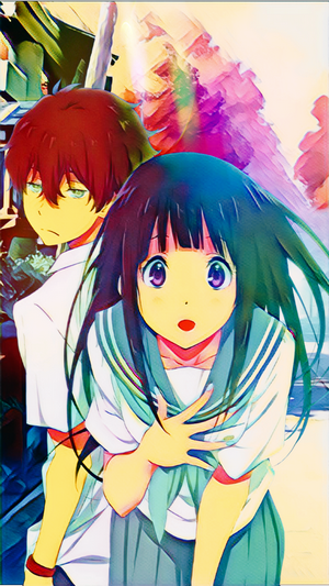 Oreki Houtarou and Chitanda Eru from Hyouka