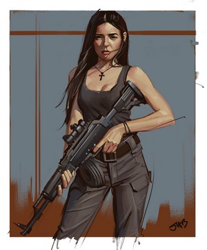 Woman holding a rifle